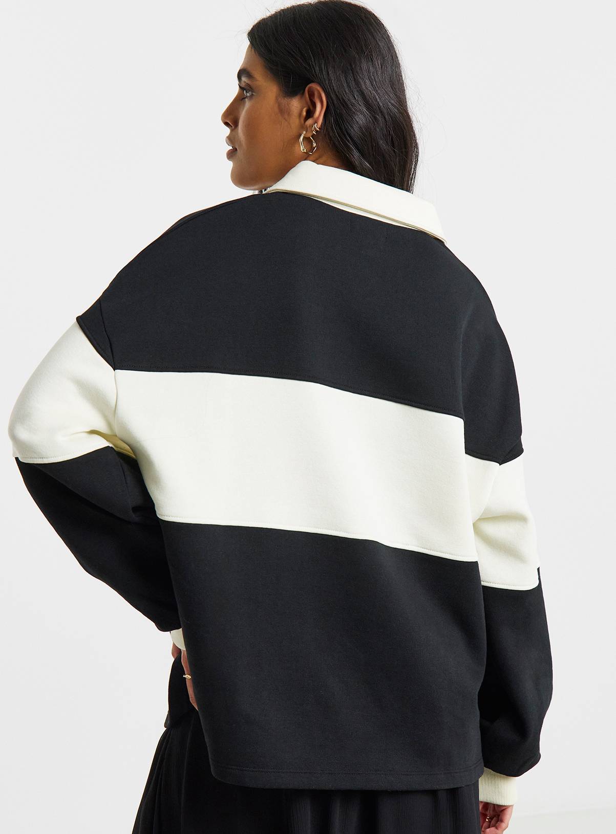 SIMPLY BE Polo Sweatshirt With Stripe Panel 24 - Image 2